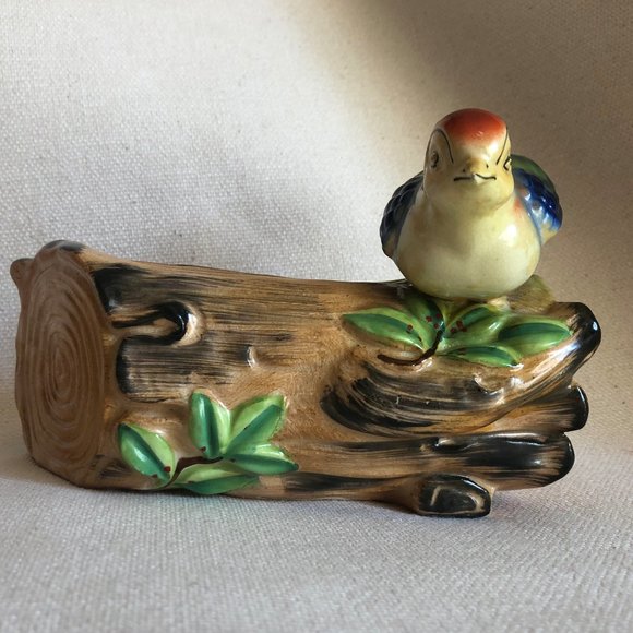 Vintage Planter Bird on a Log 1950's - Picture 3 of 6